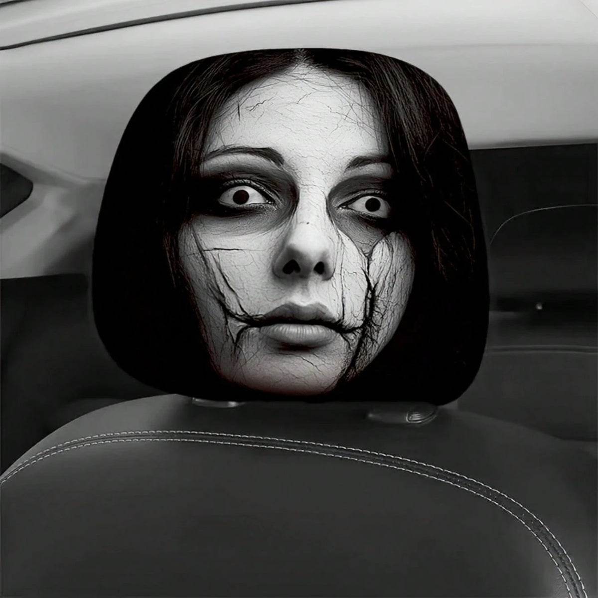 2pcs Car Headrest Covers/Car Seat Covers: Perfect For Daily Commutes With A Healing Vibe, Instantly Enhances The Festive Atmosphere, Features Quirky Ghosts, Transforms Commutes And Trips Into A Cute T
