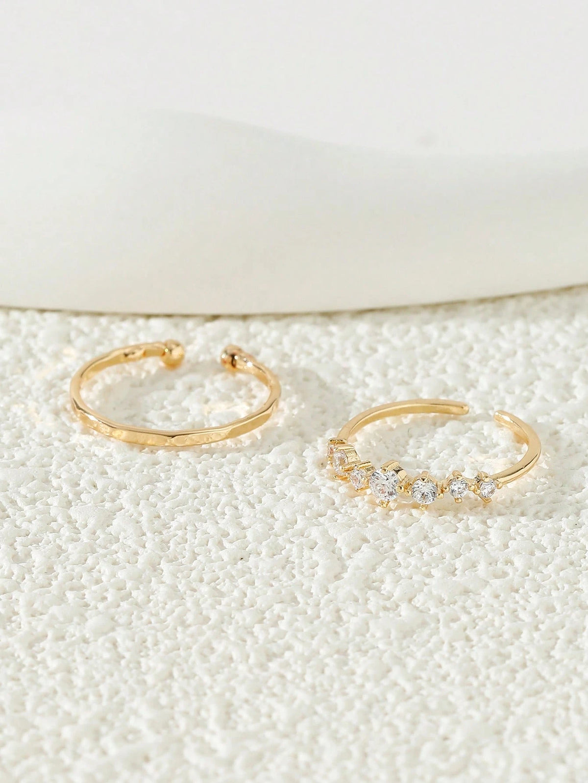 2pcs Cubic Zirconia Decorated Toe Rings, Women Beach Jewelry
