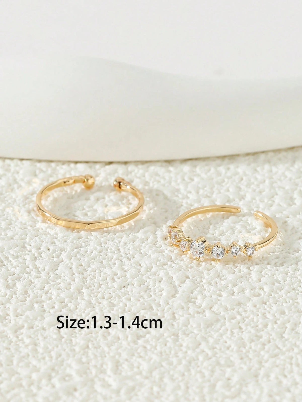 2pcs Cubic Zirconia Decorated Toe Rings, Women Beach Jewelry