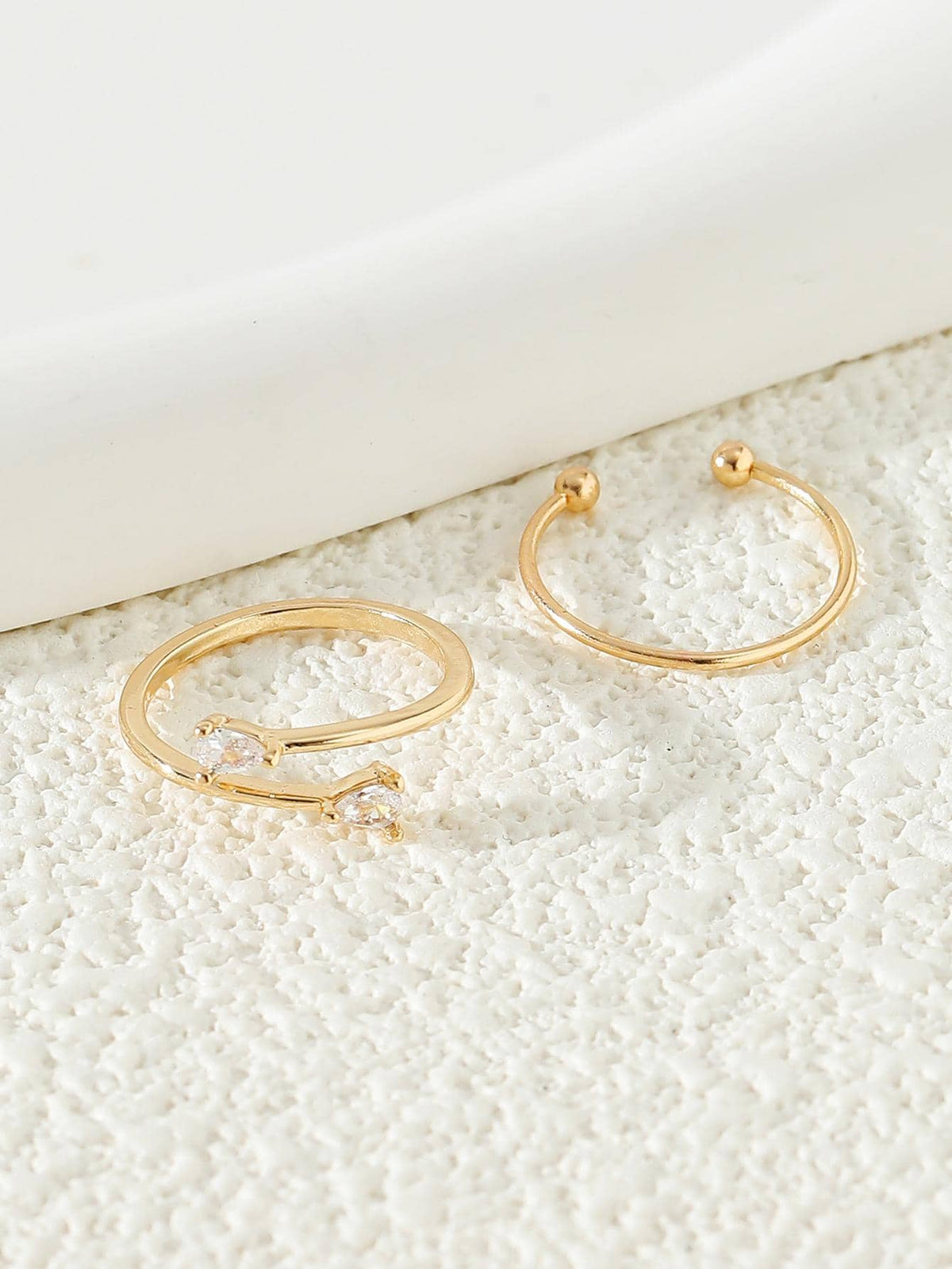 2pcs Cubic Zirconia Decorated Toe Rings, Women Beach Jewelry