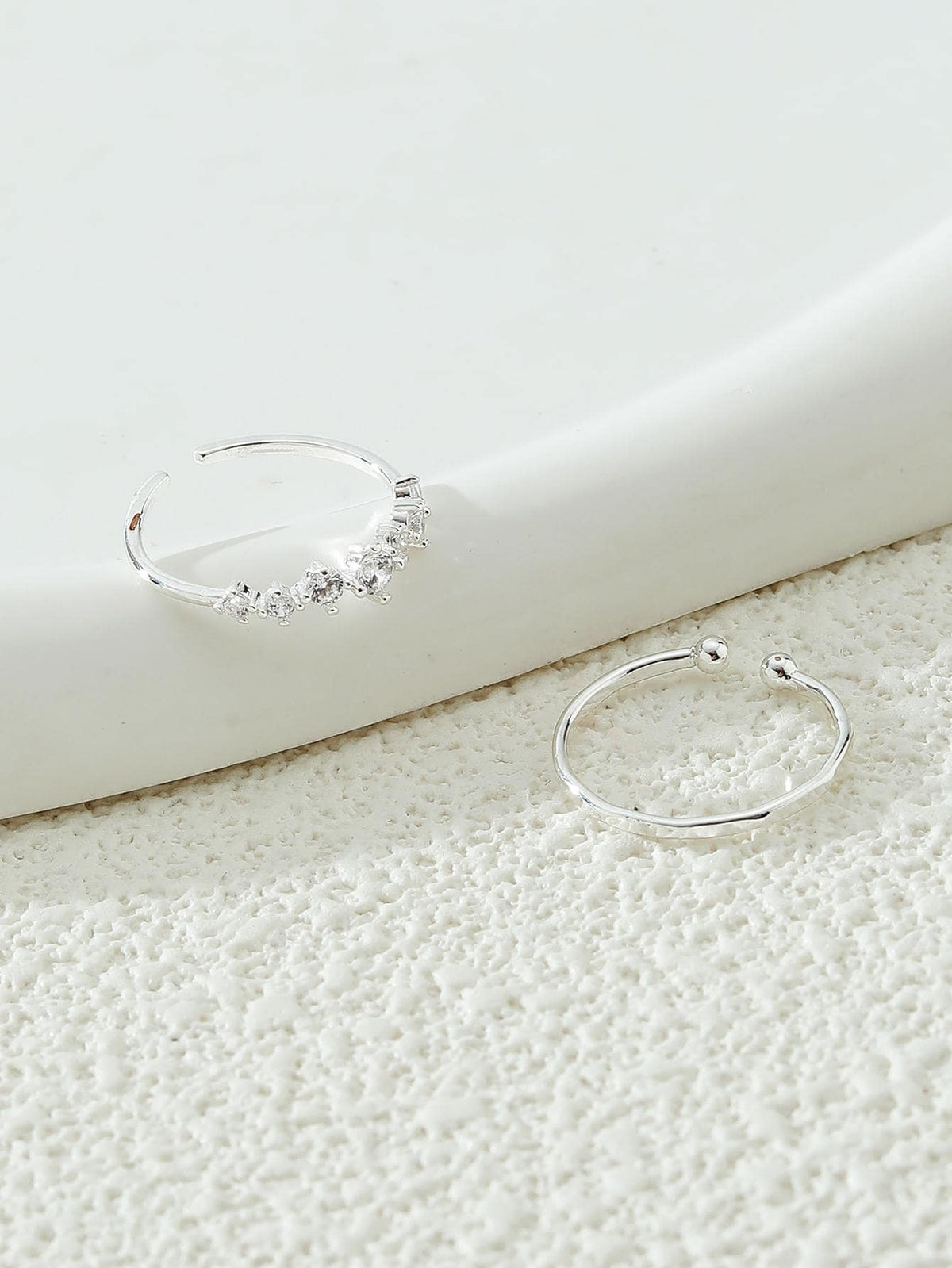 2pcs Cubic Zirconia Decorated Toe Rings, Women Beach Jewelry