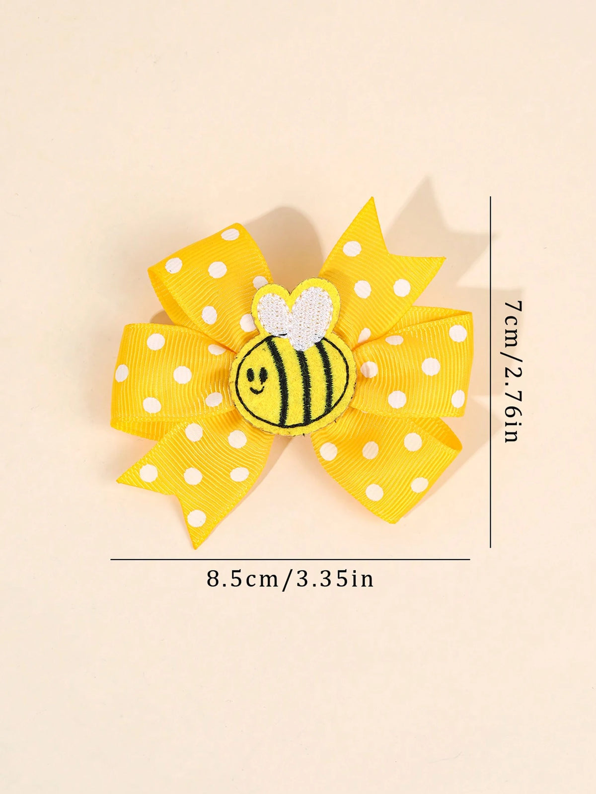 2pcs Cute Honey Bee Hair Clips For Girls Adorable Bee Patch Hair Bows White Polka Dot Bow Alligator Clips With Fully Lined Yellow Grosgrain Ribbon Bow Hairpins Lovely Spring Barrettes Girls Holiday Pa