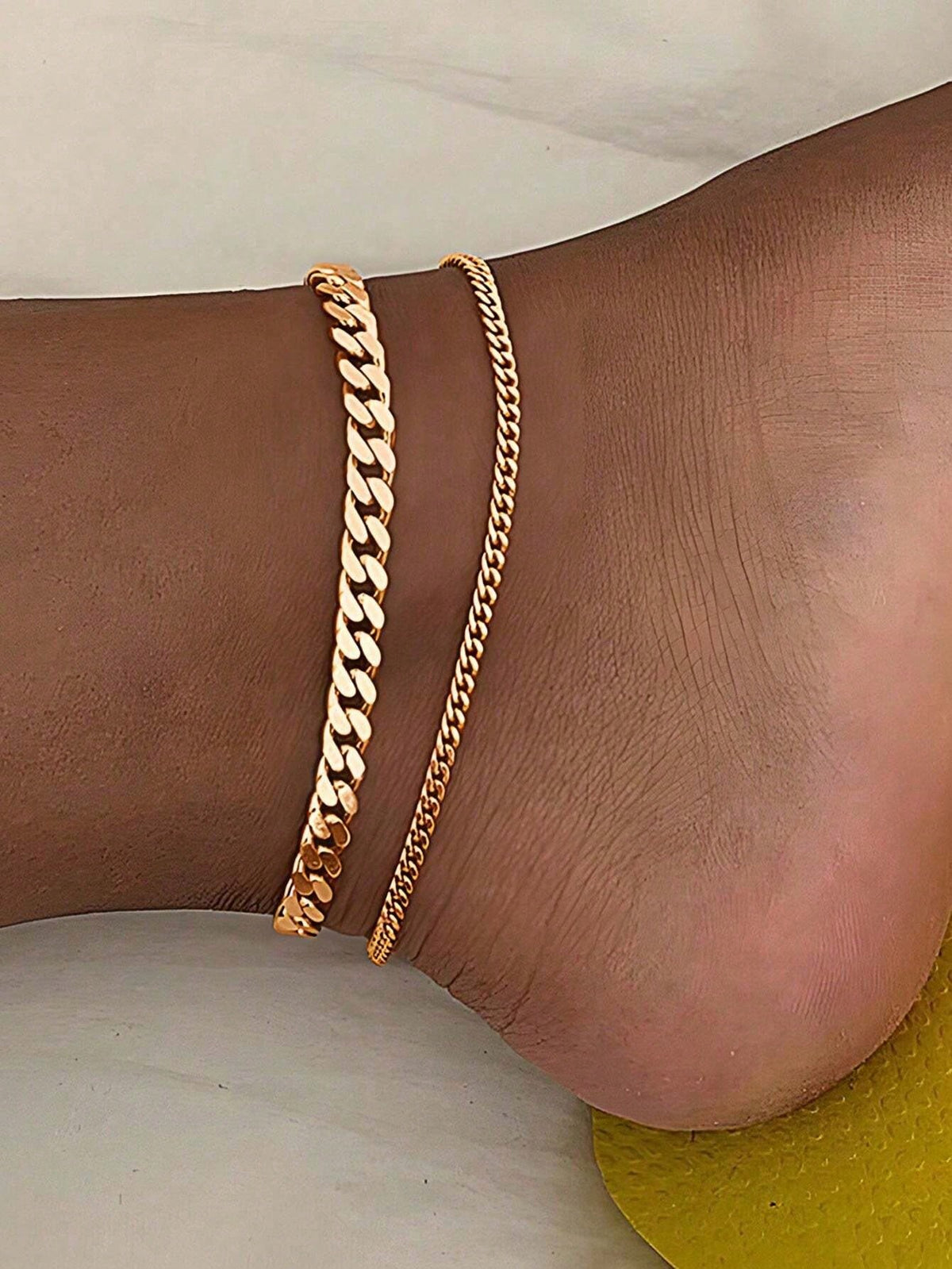 2pcs Gold Multi-Layer Chain Unique Design Anklet, Beach & Street Style, Suitable For Women's Daily Wear, Great Gift For Female Friends
