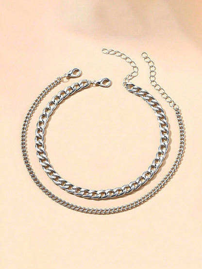 2pcs Gold Multi-Layer Chain Unique Design Anklet, Beach & Street Style, Suitable For Women's Daily Wear, Great Gift For Female Friends
