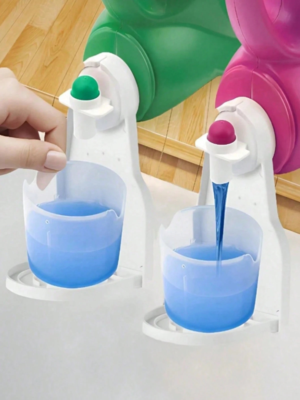 2pcs Laundry Detergent Dispenser Cup Holder| Detergent Drip Collector| Effortless Switch For Easy Use No More Spills/Mess| Bathroom Accessories Kitchen Home Supplies| Home Living Essentials Washin