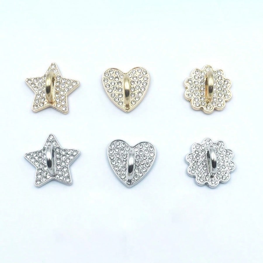 2pcs Metal Rhinestone DIY Phone Case Decor Accessories, Adhesive Pendant Base, Heart, Star, Flower Designs, Universal Hanging Hook