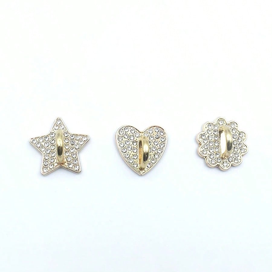 2pcs Metal Rhinestone DIY Phone Case Decor Accessories, Adhesive Pendant Base, Heart, Star, Flower Designs, Universal Hanging Hook