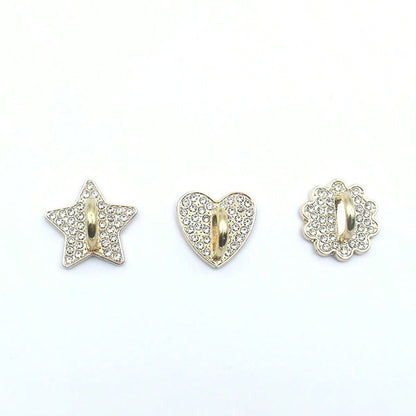 2pcs Metal Rhinestone DIY Phone Case Decor Accessories, Adhesive Pendant Base, Heart, Star, Flower Designs, Universal Hanging Hook