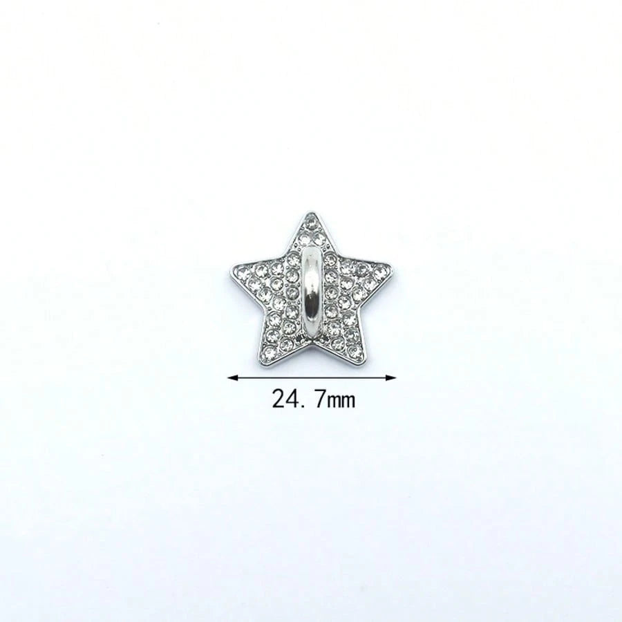 2pcs Metal Rhinestone DIY Phone Case Decor Accessories, Adhesive Pendant Base, Heart, Star, Flower Designs, Universal Hanging Hook