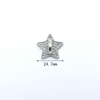 2pcs Metal Rhinestone DIY Phone Case Decor Accessories, Adhesive Pendant Base, Heart, Star, Flower Designs, Universal Hanging Hook