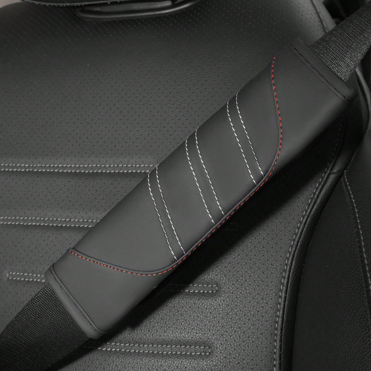 2Pcs PU Leather Safety Seat Belt, Shoulder Cover, Breathable Protection, Padding Pad, Interior Access, Car Accessories