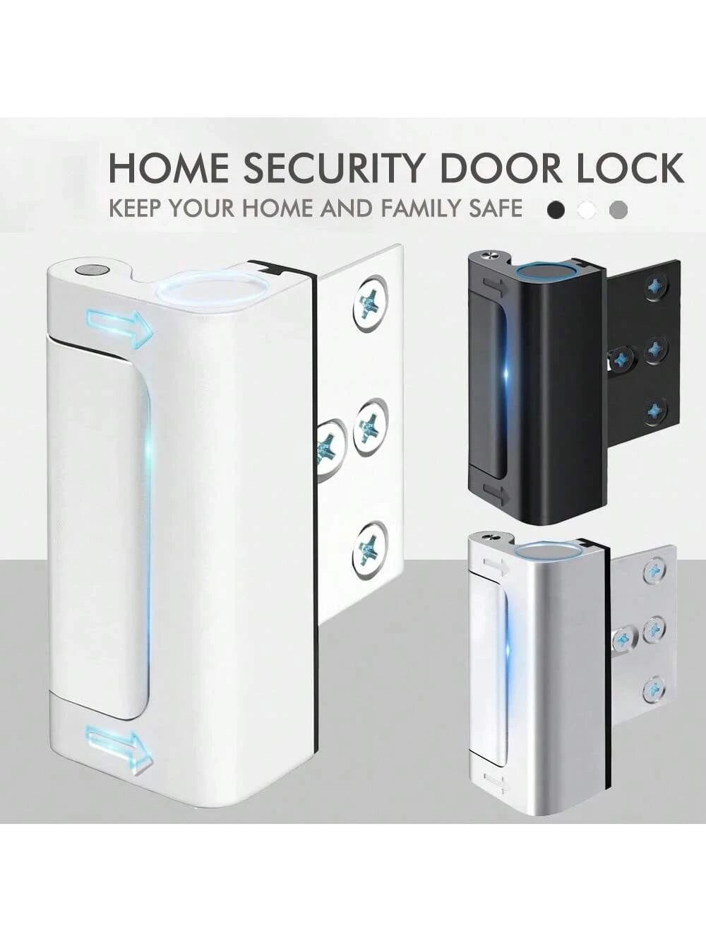2pcs Security Door Reinforcement Locks, Door Reinforcement Lock With 3 Inch Stop Withstand 800 Lbs For Inward Swinging Door, Upgrade Night Lock To Defend Your Home Suitable For Occupational Work Indus