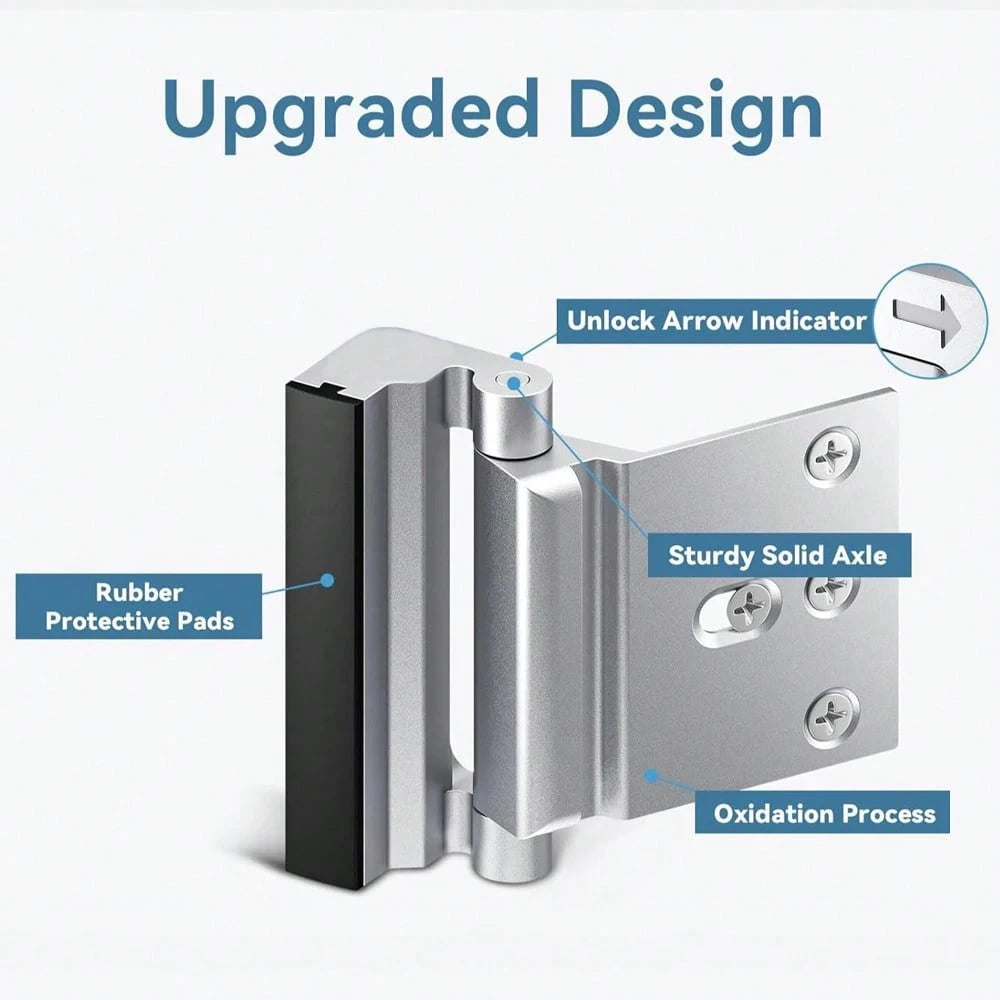 2pcs Security Door Reinforcement Locks, Door Reinforcement Lock With 3 Inch Stop Withstand 800 Lbs For Inward Swinging Door, Upgrade Night Lock To Defend Your Home Suitable For Occupational Work Indus