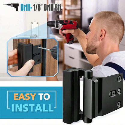 2pcs Security Door Reinforcement Locks, Door Reinforcement Lock With 3 Inch Stop Withstand 800 Lbs For Inward Swinging Door, Upgrade Night Lock To Defend Your Home Suitable For Occupational Work Indus