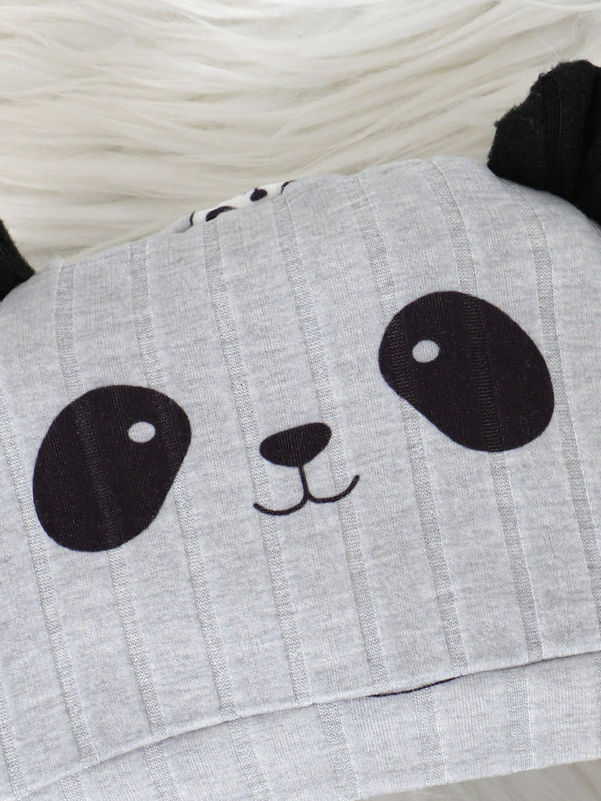 2pcs/Set Baby Boy Ribbed Fabric Bear Print Long Sleeve Romper & 3D Bear Ear Hat, Suitable For Casual, Outdoor, Vacation And Other Occasions, Versatile