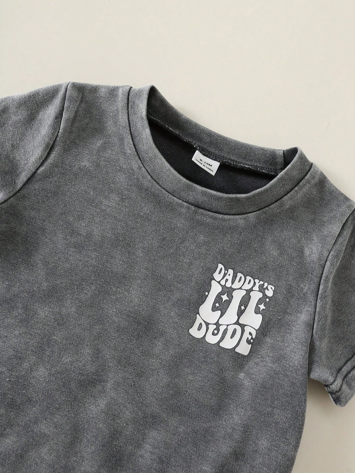 2pcs/Set Baby Boy Summer Casual Street Style Denim Knit Top And Denim Shorts Set, Infant Boy Denim Outfit, T-Shirt Set, Holiday Set, Summer Set