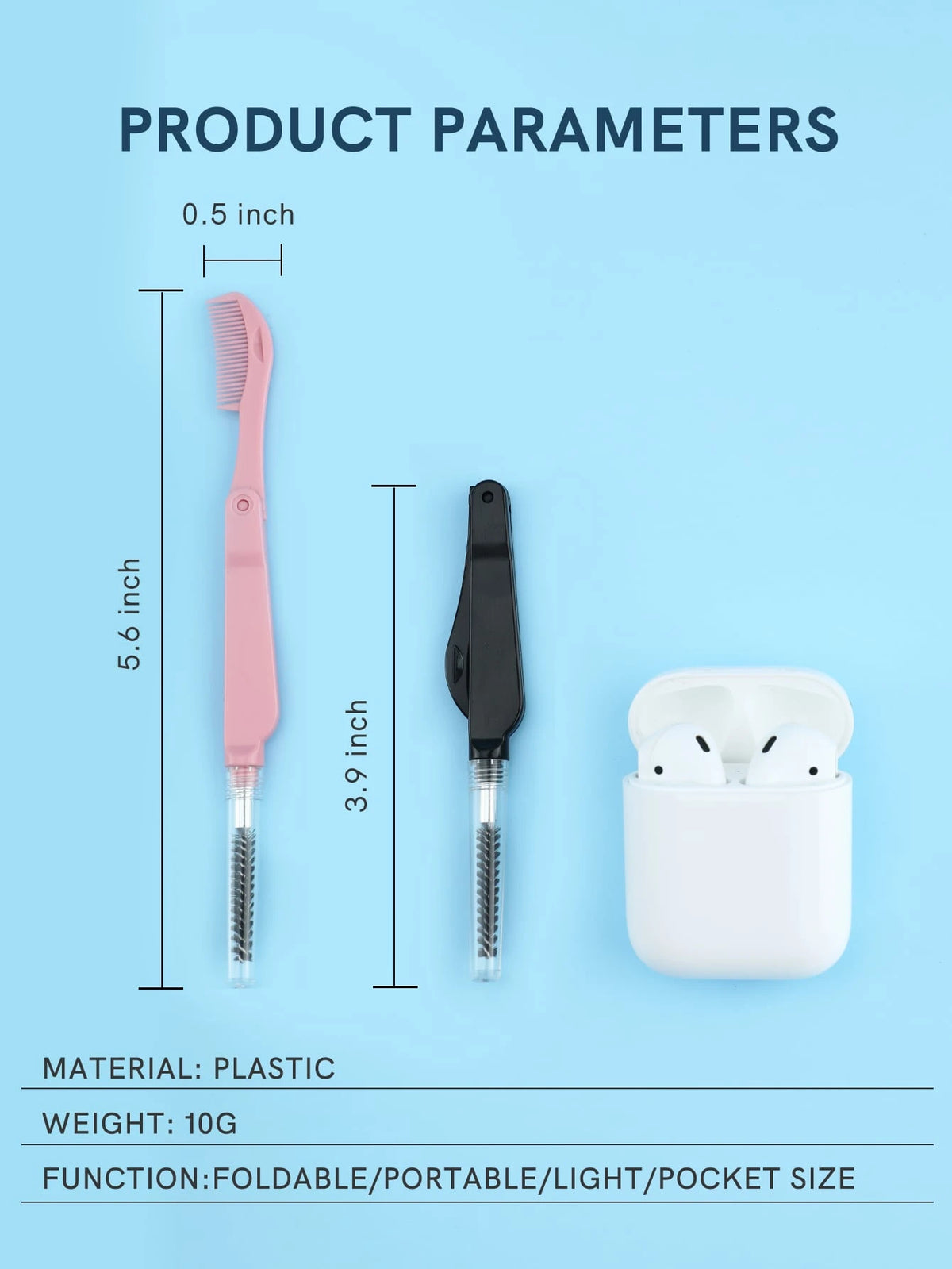 2pcs/Set Portable Foldable Eyelash Comb & Eyebrow Comb In Multicolors,Eyebrow Brush,Eyeshadow Brush,Spoolie,Spoolie Brush,Giveaways