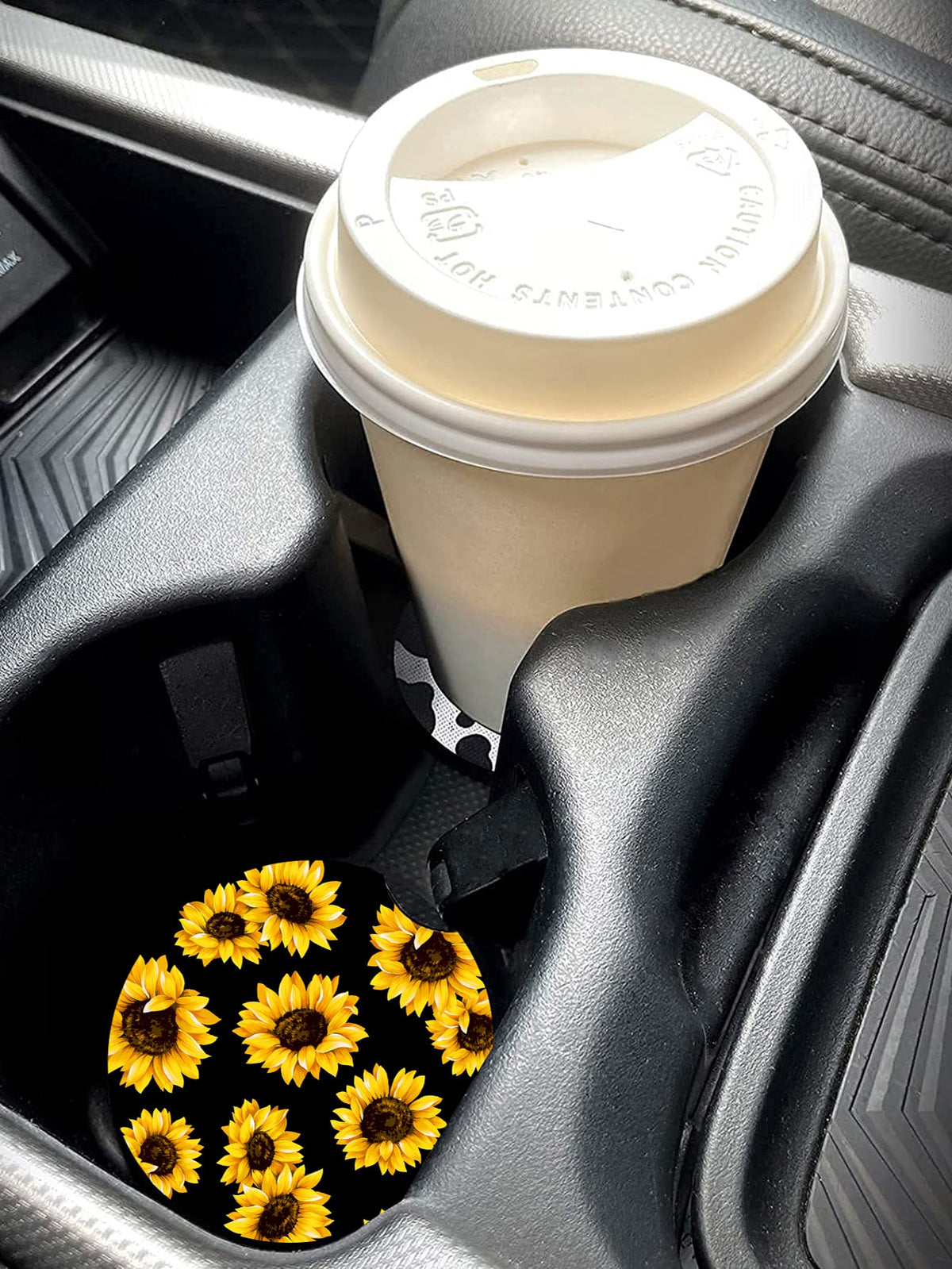 2pcs Sunflower Print Car Coaster