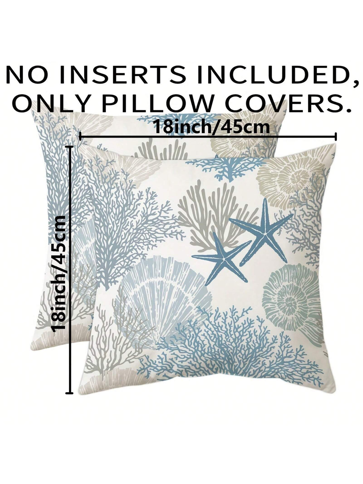 2pcs Super Soft Nautical Coastal Throw Pillow Covers, Ocean Theme Beach Shell Coral Starfish Sofa Cushion Cases, Outdoor Sofa Seat Cushion Covers, Modern Decor For Bedroom, Living Room, 18 X 18 Inches