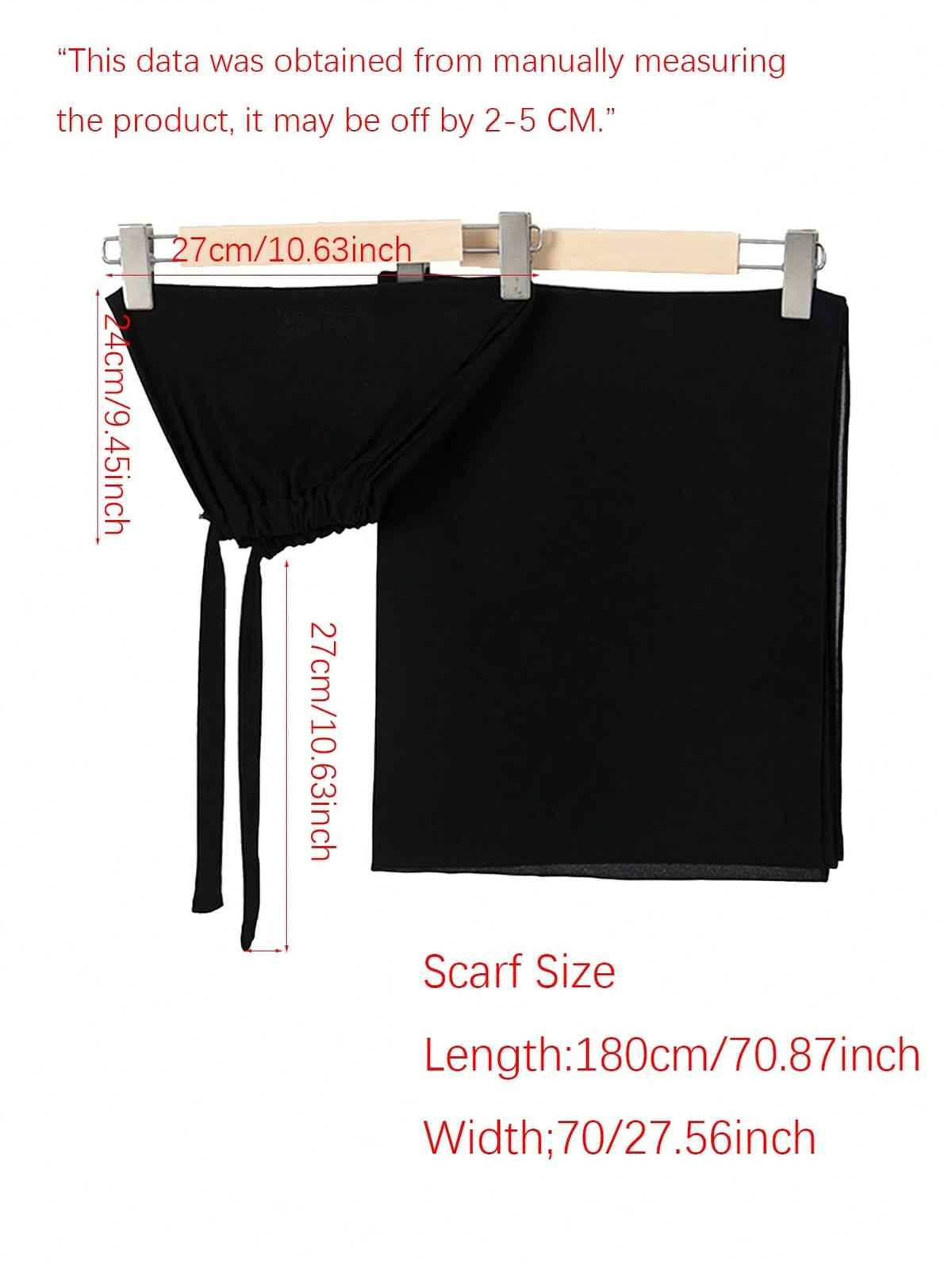 2PCS Women's Scarf And Tie Hat Set Under-Cap Combo, Hijab Middle Eastern Festival Style For Abaya, Elastic Under-Cap