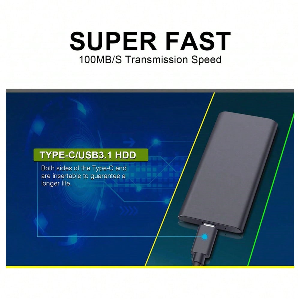 2TB High-Speed External Hard Drive Portable Ultra-High Speed, Simple Design