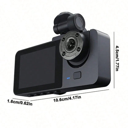 3-Channel 1080P Front And Rear Built-In Dash Cam, 3-Way Car Camera With 32GB Memory Card, Infrared Night Vision, 24/7 Parking Monitoring, G-Sensor, Loop Recording, Suitable For Cars And Trucks, 150mAh