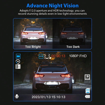 3-Channel 1080P Front And Rear Built-In Dash Cam, 3-Way Car Camera With 32GB Memory Card, Infrared Night Vision, 24/7 Parking Monitoring, G-Sensor, Loop Recording, Suitable For Cars And Trucks, 150mAh