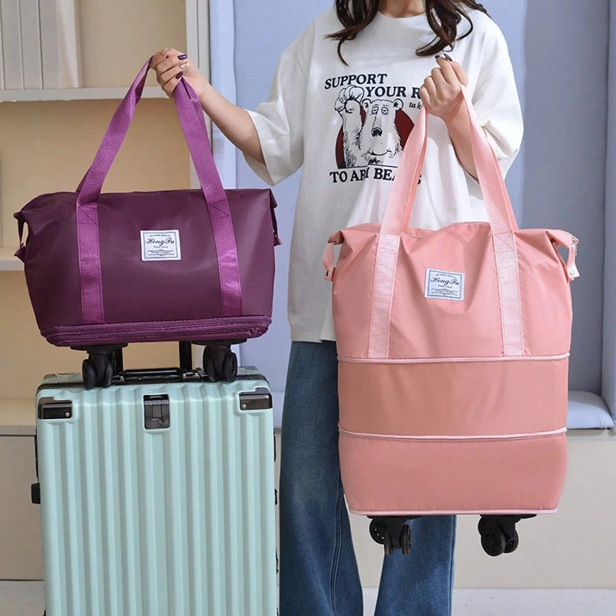 3-In-1 Foldable Travel Suitcase With A Detachable Rolling Carry-On Bag-Perfect For Business Trips, Moving, Vacations, And Picnics