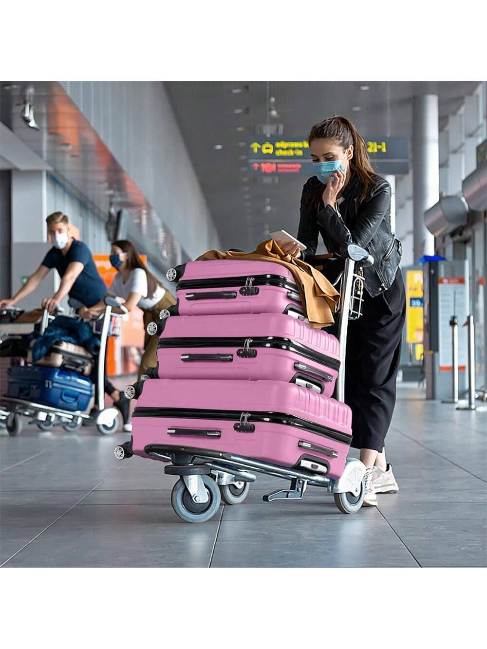 3-In-1 Multifunctional Large Capacity Traveling Storage Suitcase Luggage Pink
