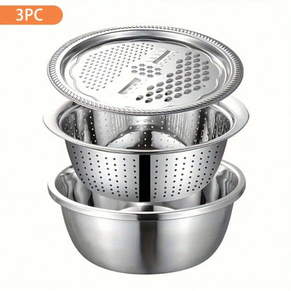 3 In 1 Vegetable Slicer And Chopper, Multi-Function Household Kitchen Washing Machine, Rice Washing Machine, Sieve, Drain, Vegetable Cutter- Essential Kitchen Supplies And Accessories For Home Cooks