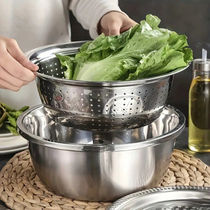 3 In 1 Vegetable Slicer And Chopper, Multi-Function Household Kitchen Washing Machine, Rice Washing Machine, Sieve, Drain, Vegetable Cutter- Essential Kitchen Supplies And Accessories For Home Cooks