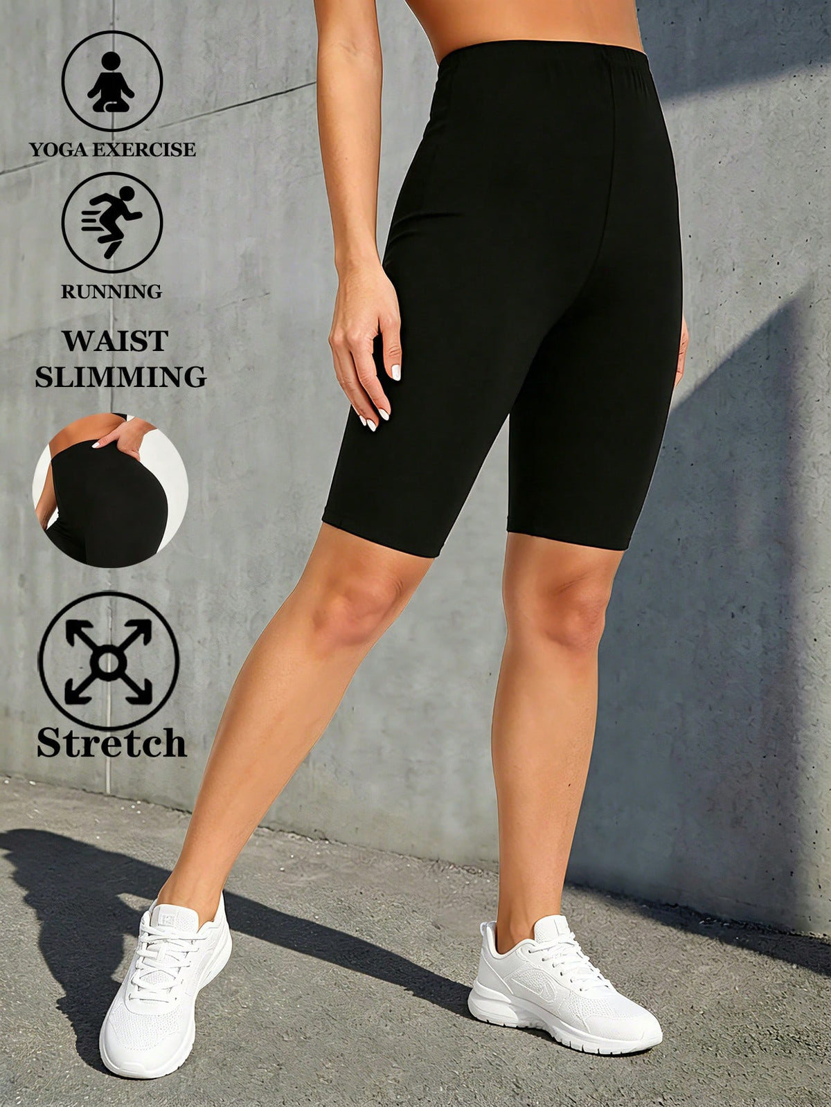 3 Packs Women's Spring/Summer European & American Fashion Casual Black Leggings, Stretchy Tight-Fitting Pants For Sports, Fitness, Workout, Outdoor, Shopping, Travel, Vacation, Home, Squats, Push-Ups