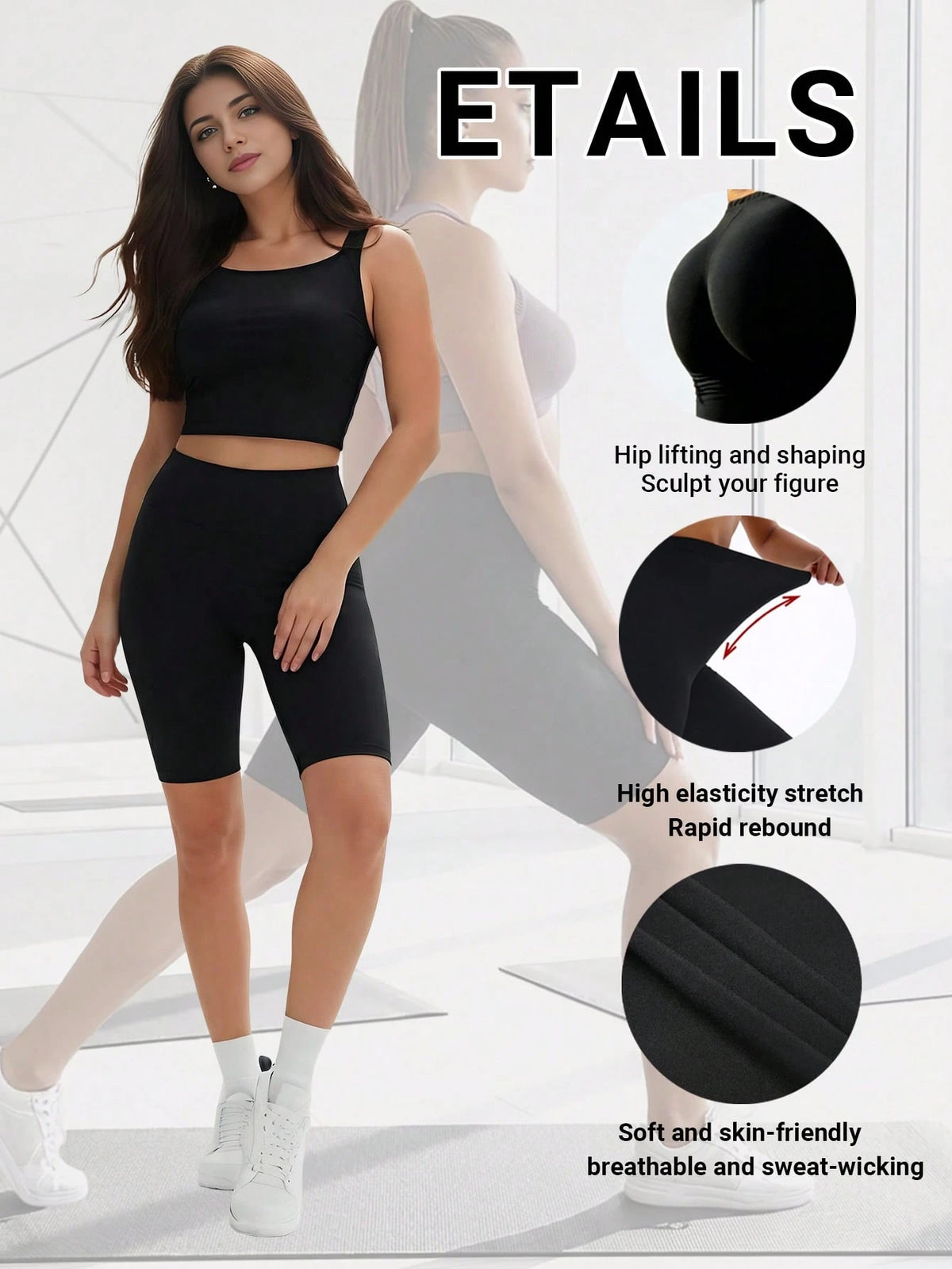 3 Packs Women's Spring/Summer European & American Fashion Casual Black Leggings, Stretchy Tight-Fitting Pants For Sports, Fitness, Workout, Outdoor, Shopping, Travel, Vacation, Home, Squats, Push-Ups
