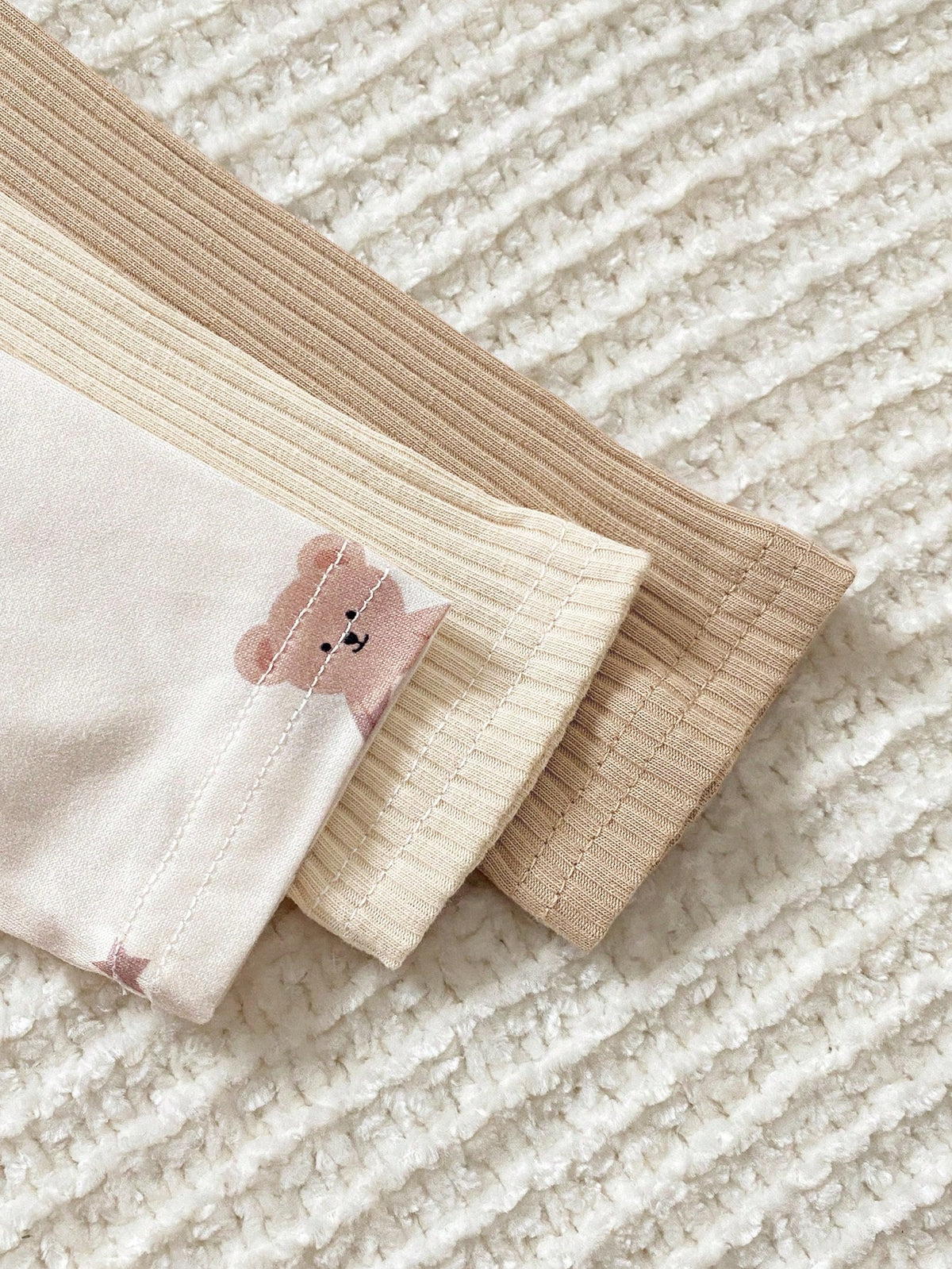 3 Pieces Newborn Long Sleeve Footed Jumpsuit Knit Comfortable Soft Cute Bear Pattern Loungewear, Best Gift For Newborn, Home Wear, Versatile Fashion, Best Choice