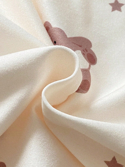 3 Pieces Newborn Long Sleeve Footed Jumpsuit Knit Comfortable Soft Cute Bear Pattern Loungewear, Best Gift For Newborn, Home Wear, Versatile Fashion, Best Choice