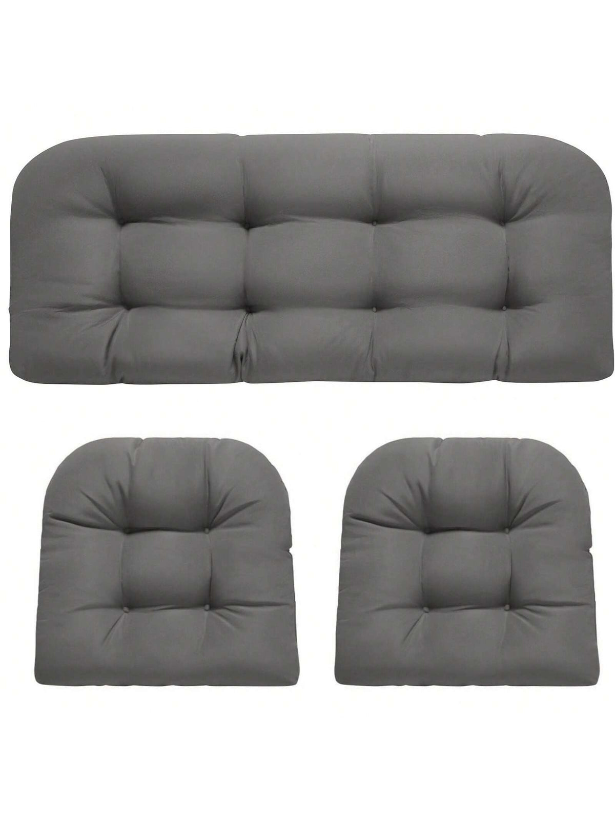 3 Pieces Wicker Chair Cushions Of Waterproof Tufted Outdoor Seat Cushions Set For Patio Furniture Sofa Settee Couch,1 Loveseat And 2 U-Shaped Cushions For Patio Furniture Chair Pads Yard