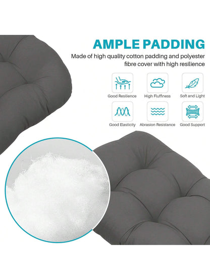 3 Pieces Wicker Chair Cushions Of Waterproof Tufted Outdoor Seat Cushions Set For Patio Furniture Sofa Settee Couch,1 Loveseat And 2 U-Shaped Cushions For Patio Furniture Chair Pads Yard