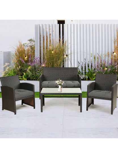 3 Pieces Wicker Chair Cushions Of Waterproof Tufted Outdoor Seat Cushions Set For Patio Furniture Sofa Settee Couch,1 Loveseat And 2 U-Shaped Cushions For Patio Furniture Chair Pads Yard