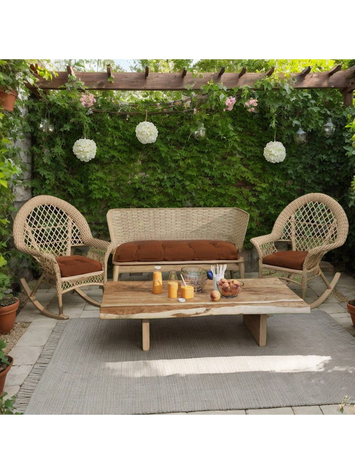 3 Pieces Wicker Chair Cushions Of Waterproof Tufted Outdoor Seat Cushions Set For Patio Furniture Sofa Settee Couch,1 Loveseat And 2 U-Shaped Cushions For Patio Furniture Chair Pads Yard
