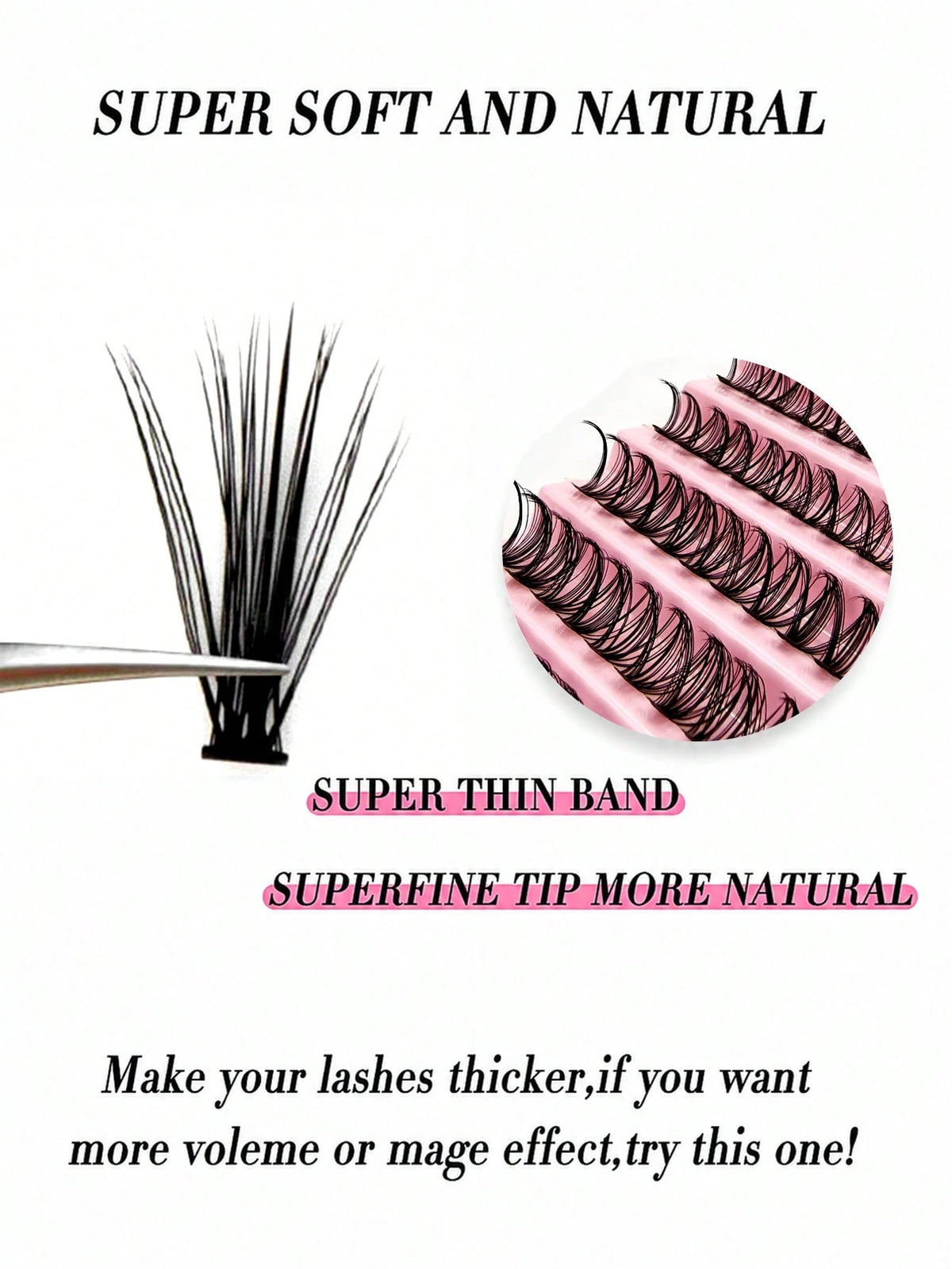 30D 80/140/200pcs 3D False Eyelashes 8-16mm Mixed Length 0.07C/D Curl 4/7/10 Rows Soft Natural Waterproof Lightweight Easy To Wear Suitable For Daily, Party Or Wedding Occasions Eyelash Clusters Bulk