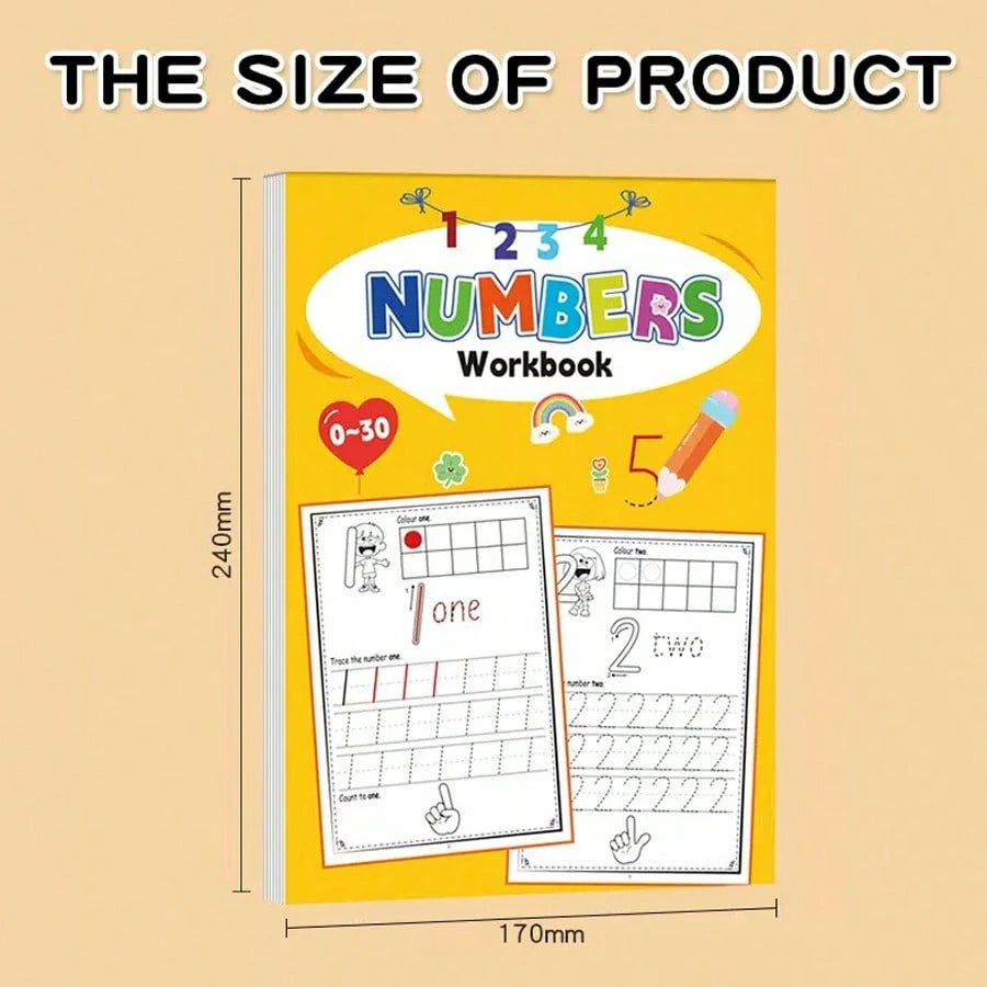 32-Page Calligraphy Practice Notebook, Learning To Write Numbers 0-30, Children/Preschool Practice Book