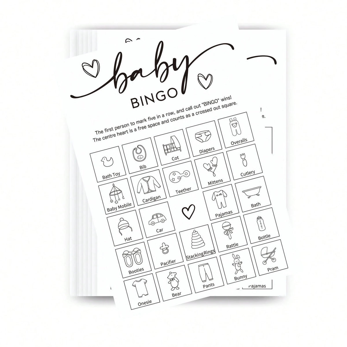 32pcs Baby Shower Bingo Game Cards, Unisex Minimalist Design, For Boys Or Girls