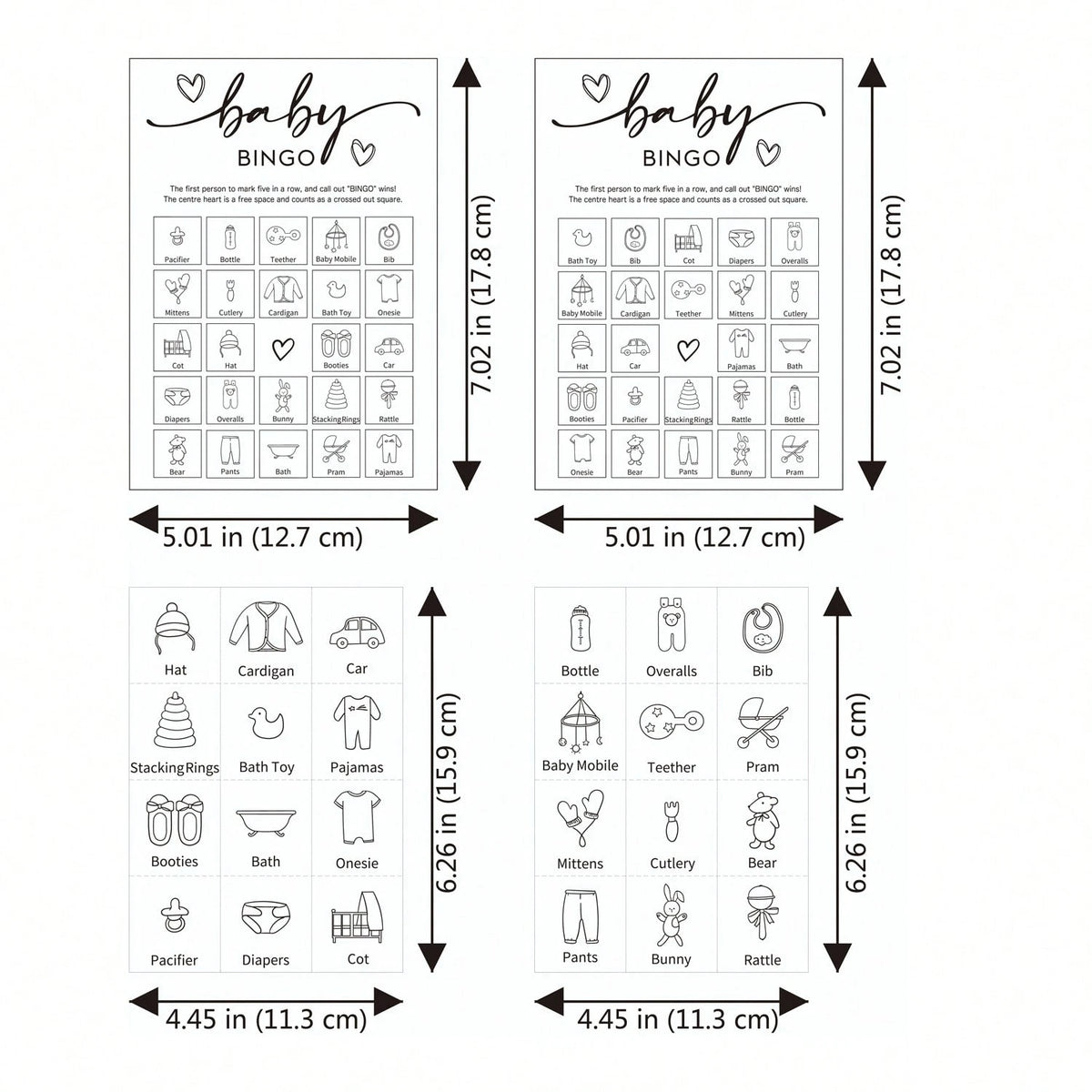 32pcs Baby Shower Bingo Game Cards, Unisex Minimalist Design, For Boys Or Girls