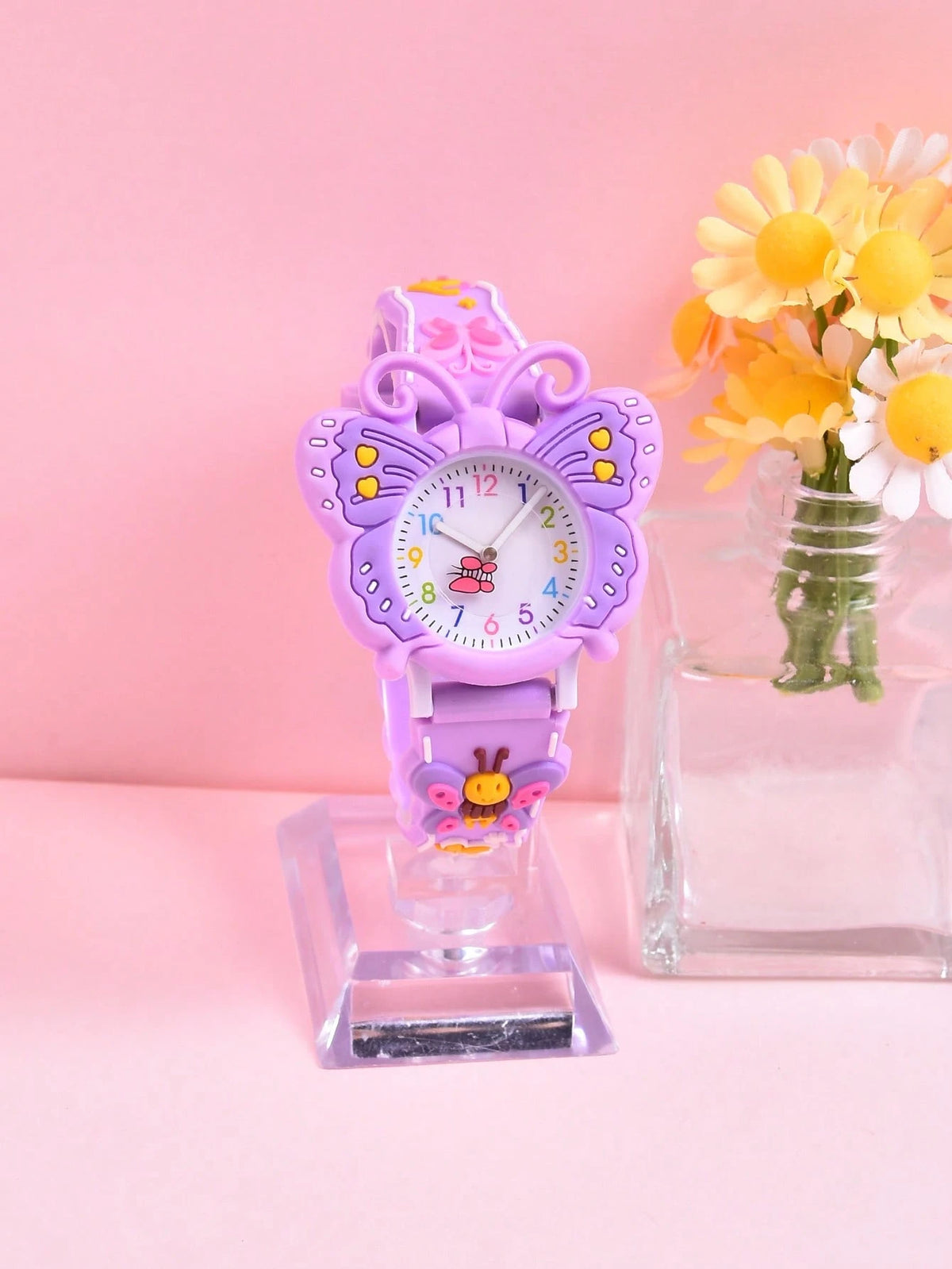3D Soft Silicone Strap Butterfly Student Quartz Analog Wrist Watch, Creative Pattern Design For Girls, Gift