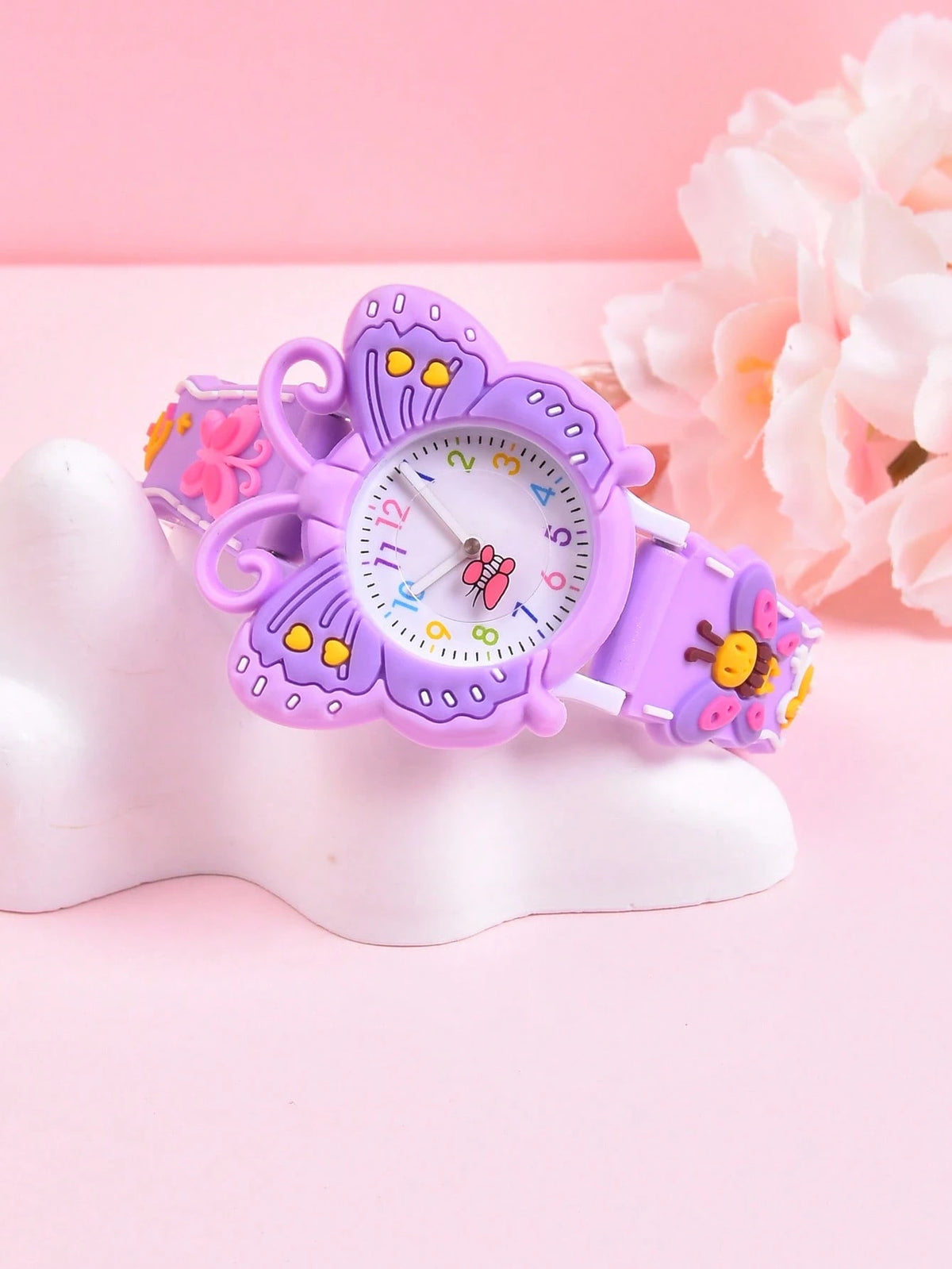 3D Soft Silicone Strap Butterfly Student Quartz Analog Wrist Watch, Creative Pattern Design For Girls, Gift