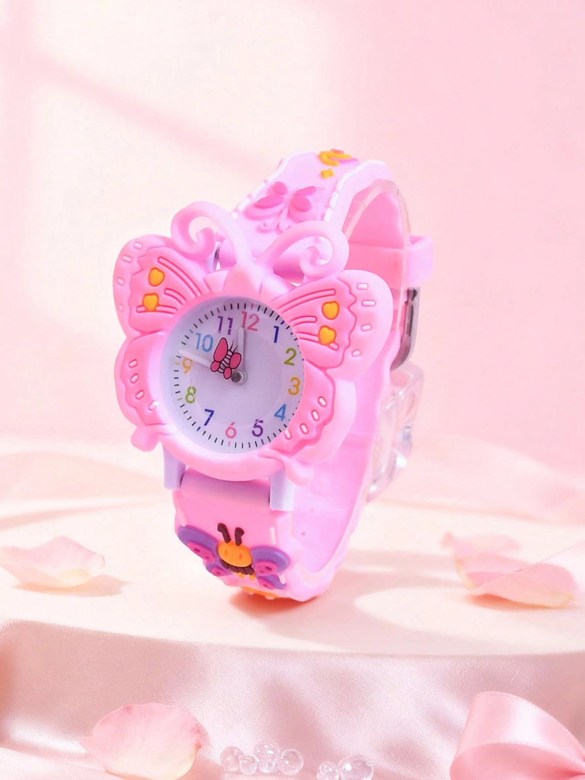 3D Soft Silicone Strap Butterfly Student Quartz Analog Wrist Watch, Creative Pattern Design For Girls, Gift