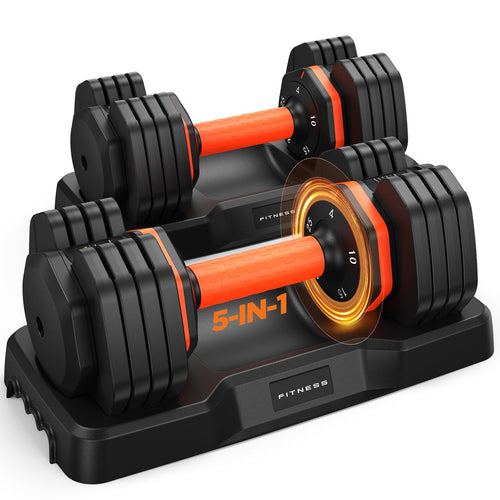 Premium Adjustable Dumbbell Set – 2 Pack, Up to 55 LB with Storage Case