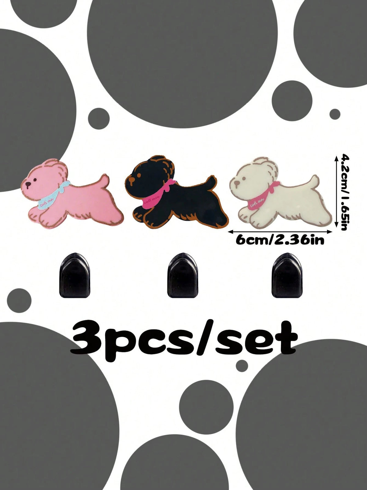 3pcs Cartoon Puppy Car Hooks, Creative Car Hooks, Front Interior Adhesive Hooks, Car Storage Accessories