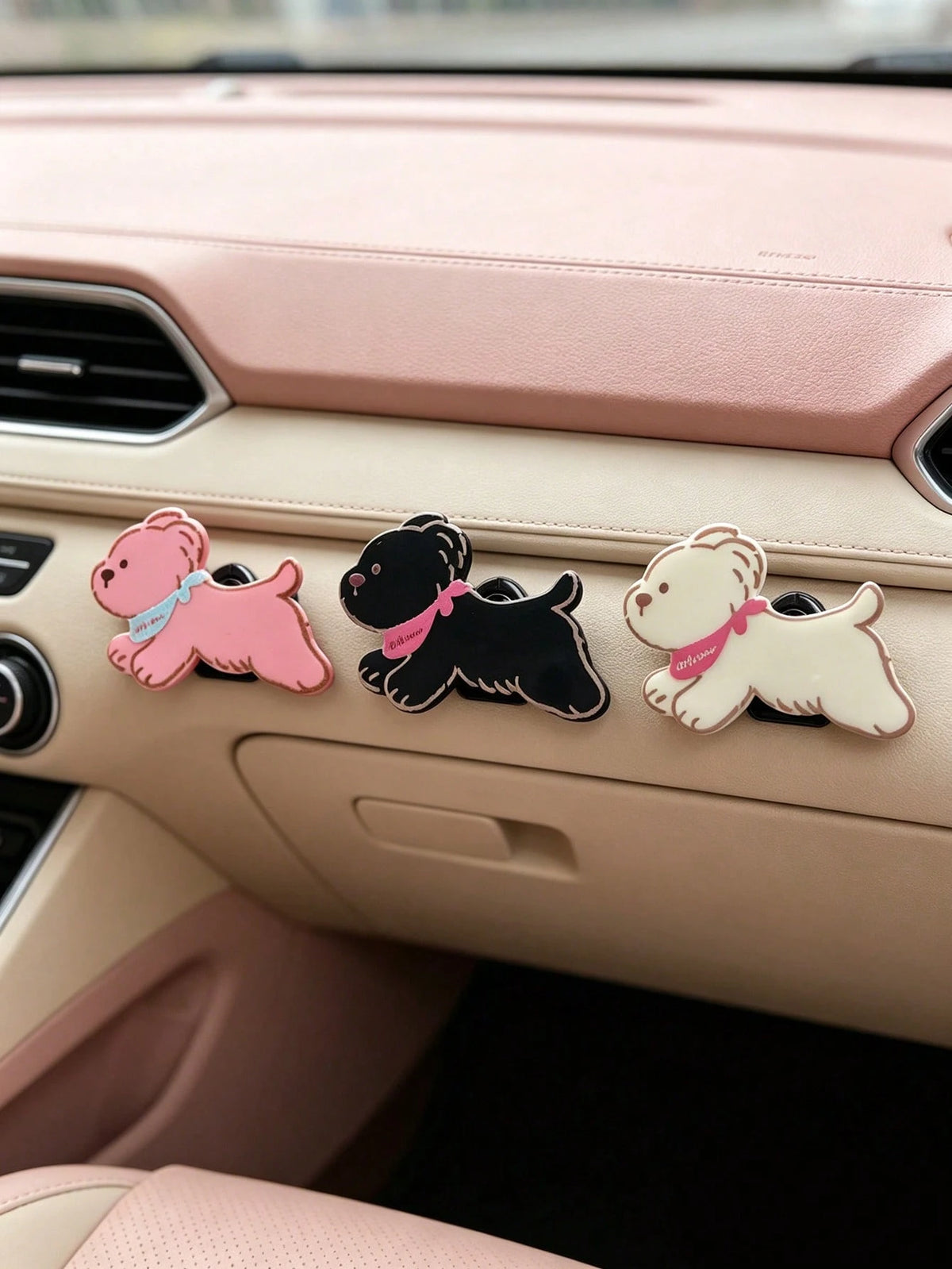 3pcs Cartoon Puppy Car Hooks, Creative Car Hooks, Front Interior Adhesive Hooks, Car Storage Accessories