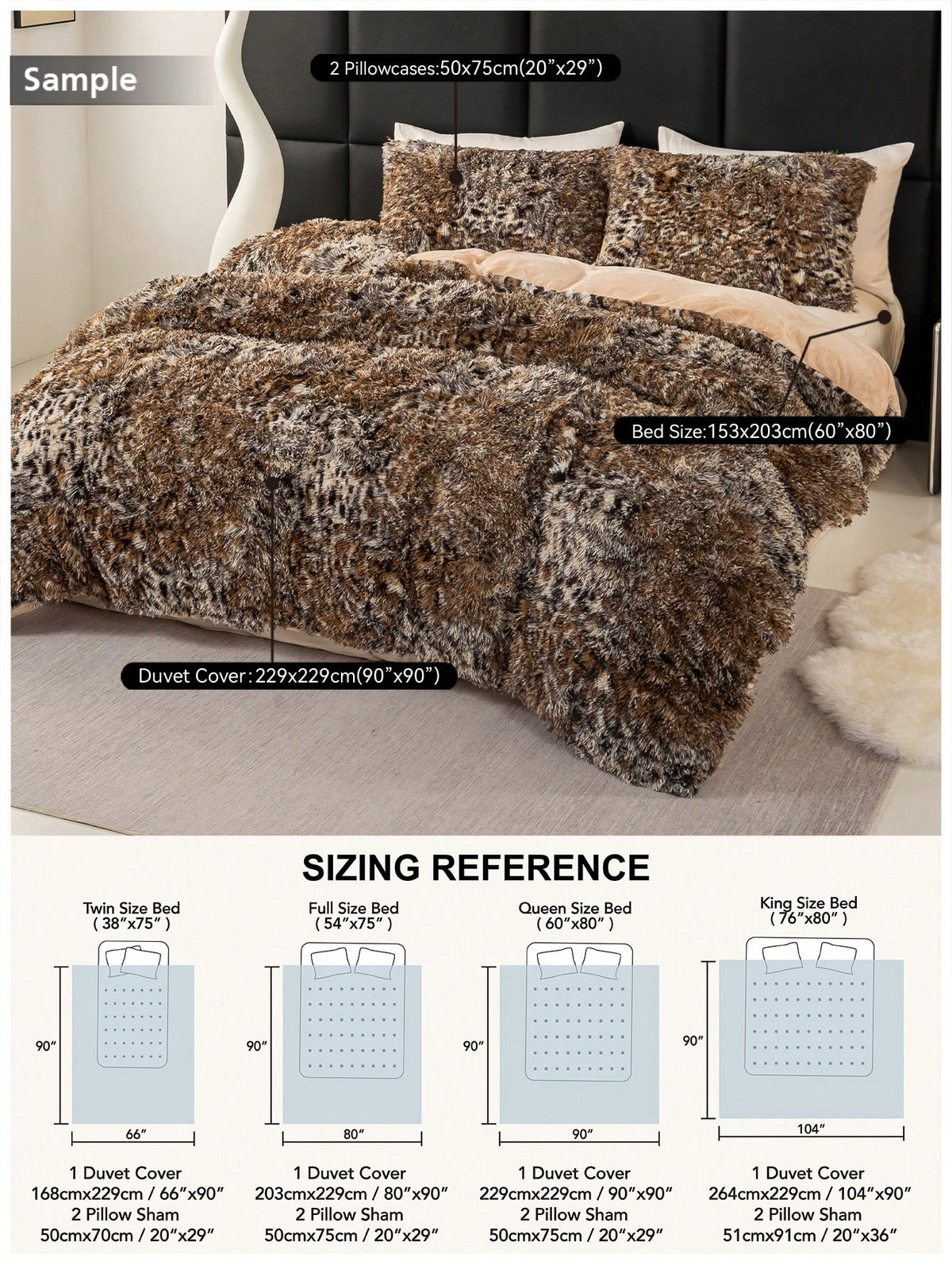 3pcs Leopard Animal Print Plush Duvet Cover Set, Soft Fluffy Shaggy Bedding Set With 2 Pillowcases, Cozy Warm Fuzzy Quilt Cover, Cute Animal Pattern Bedding For Bedroom Dorm Guest Room, King Queen Ful